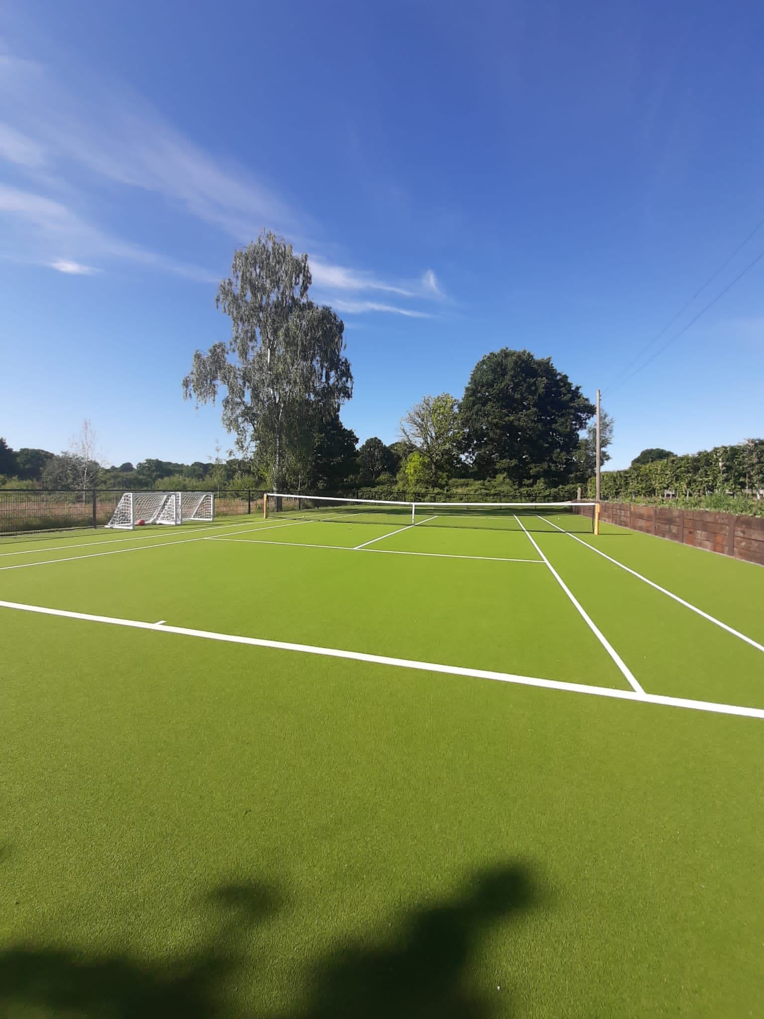 Carpeted tennis court